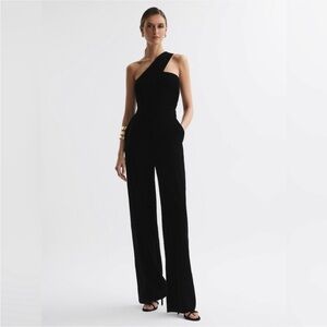 Reiss Black One-Shoulder Jumpsuit